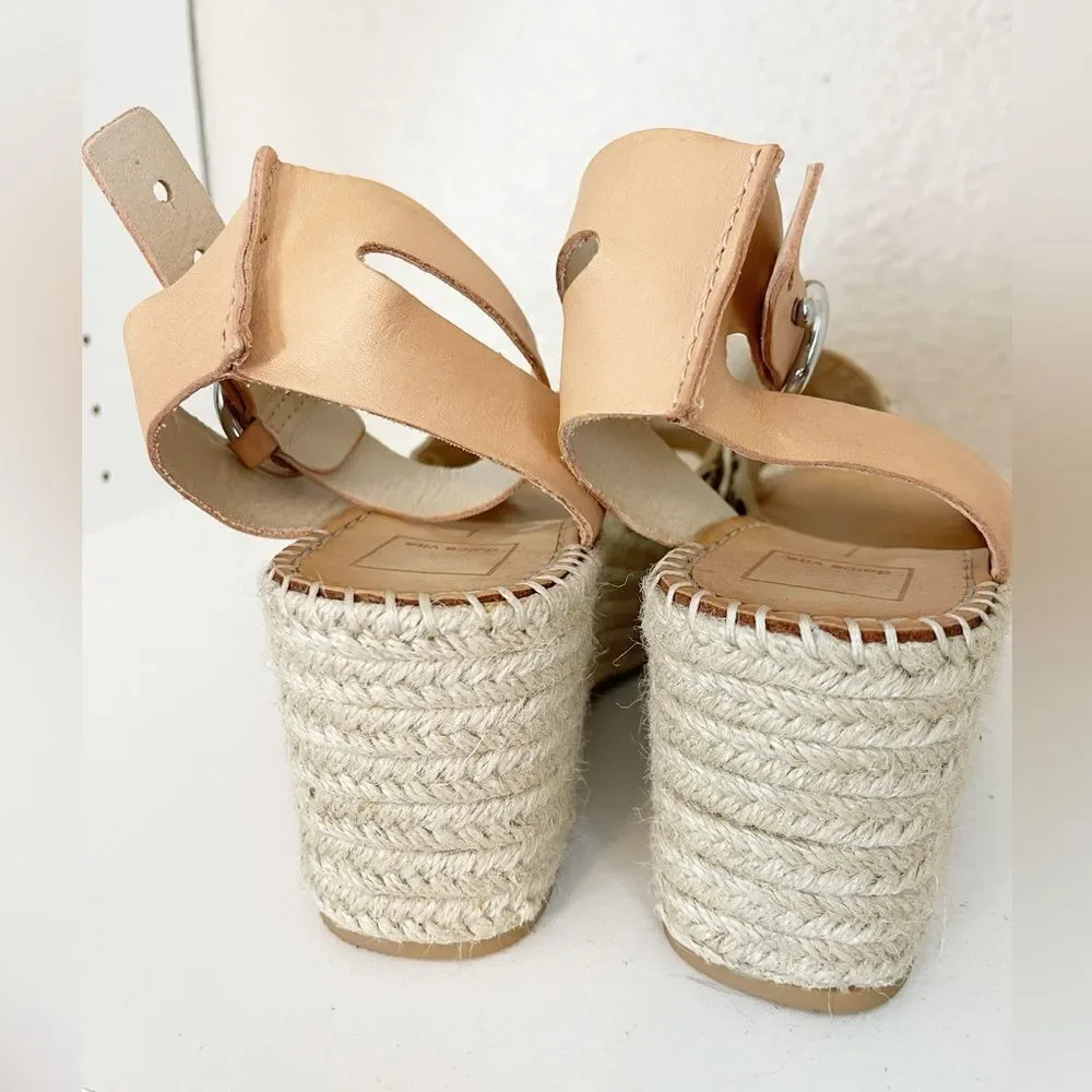 Dolce Vita Lesly Leopard Calf Hair Espadrille Wedges Size 9
